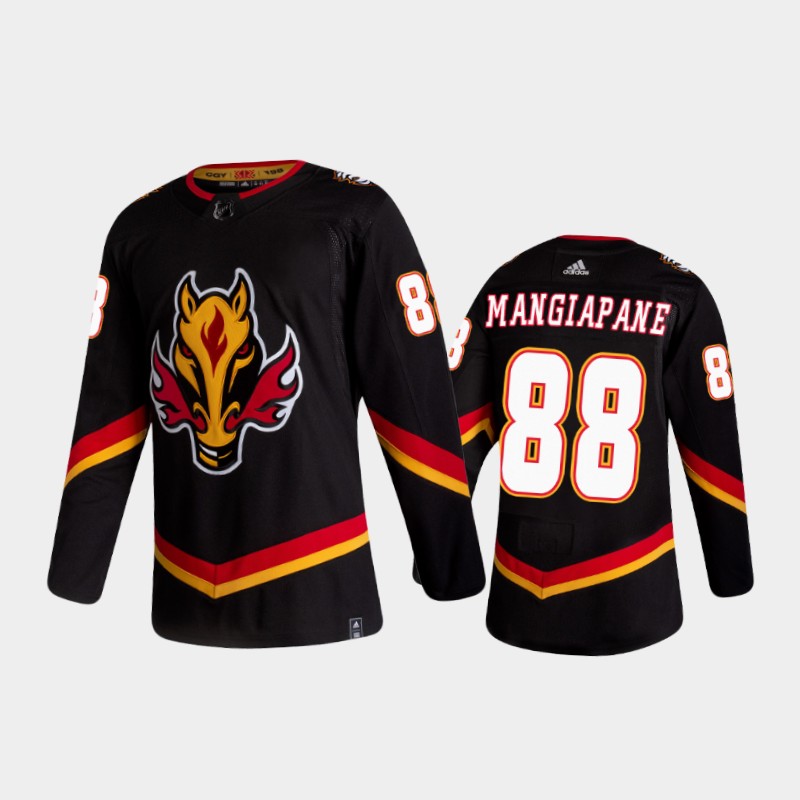 Personalized Men’s Calgary Flames #88 Andrew Mangiapane Reverse Retro 2020-21 Black Authentic Jersey