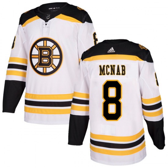 Personalized Boston Bruins #8 Peter Mcnab White Away Authentic Stitched NHL Jersey
