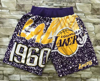 Personalized Men’s Los Angeles Lakers Purple Big Face Mitchell Ness Hardwood Classics Soul Swingman Throwback Shorts
