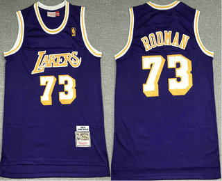 Personalized Men’s Los Angeles Lakers #73 Dennis Rodman Purple 1998-99 Hardwood Classics Soul Swingman Stitched NBA Throwback Jersey