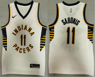 Personalized Men’s Indiana Pacers #11 Domantas Sabonis New White 2021 Swingman Stitched NBA Jersey