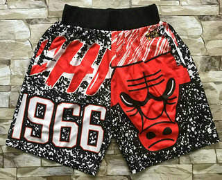 Personalized Men’s Chicago Bulls Black Big Face Mitchell Ness Hardwood Classics Soul Swingman Throwback Shorts