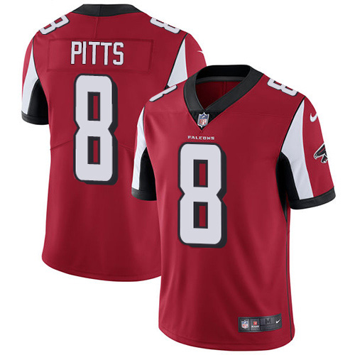 Personalized Youth Falcons #8 Kyle Pitts Red Team Color Youth Stitched NFL Untouchable Limited Jersey
