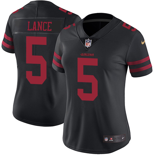 Personalized Women’s San Francisco 49ers #5 Trey Lance Black Alternate Women’s Stitched NFL Untouchable Limited Jersey