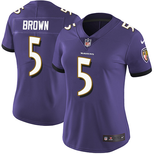 Personalized Women’s Ravens #5 Marquise Brown Purple Team Color Women’s Stitched NFL Untouchable Limited Jersey