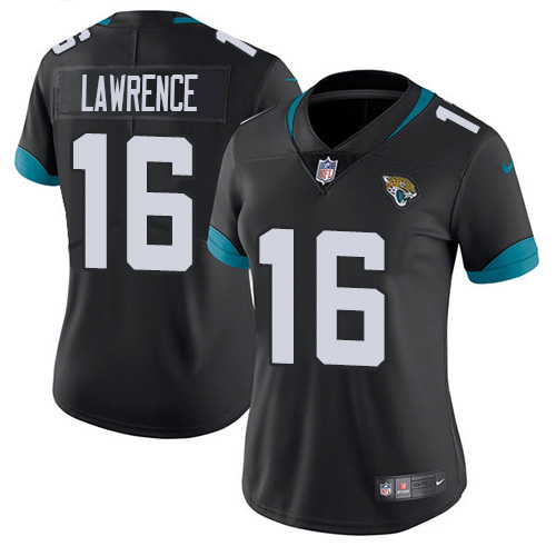 Personalized Women’s Jaguars #16 Trevor Lawrence Black Team Color Women’s Stitched NFL Untouchable Limited Jersey