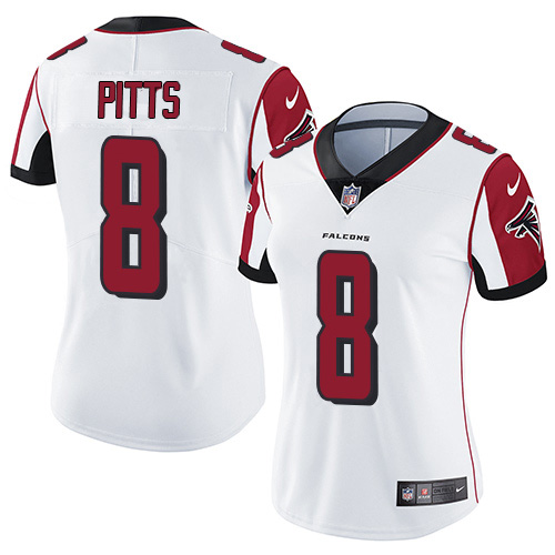 Personalized Women’s Falcons #8 Kyle Pitts White Women’s Stitched NFL Untouchable Limited Jersey