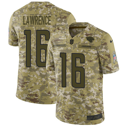 Personalized Jaguars #16 Trevor Lawrence Camo Men’s Stitched NFL Limited 2018 Salute To Service Jersey