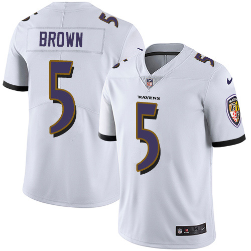 Personalized Ravens #5 Marquise Brown White Men’s Stitched NFL Untouchable Limited Jersey