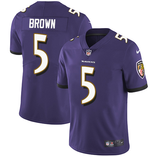 Personalized Ravens #5 Marquise Brown Purple Team Color Men’s Stitched NFL Untouchable Limited Jersey