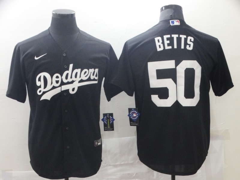 Personalized Dodgers 50 Mookie Betts Black 2020 Cool Base Jersey
