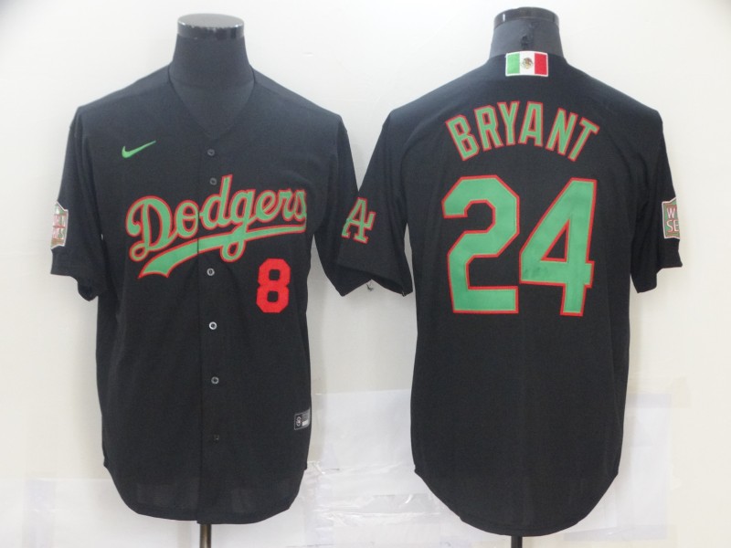 Personalized Dodgers 8 & 24 Kobe Bryant Black World Series Cool Base Jersey