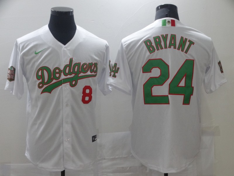 Personalized Dodgers 8 & 24 Kobe Bryant White World Series Cool Base Jersey