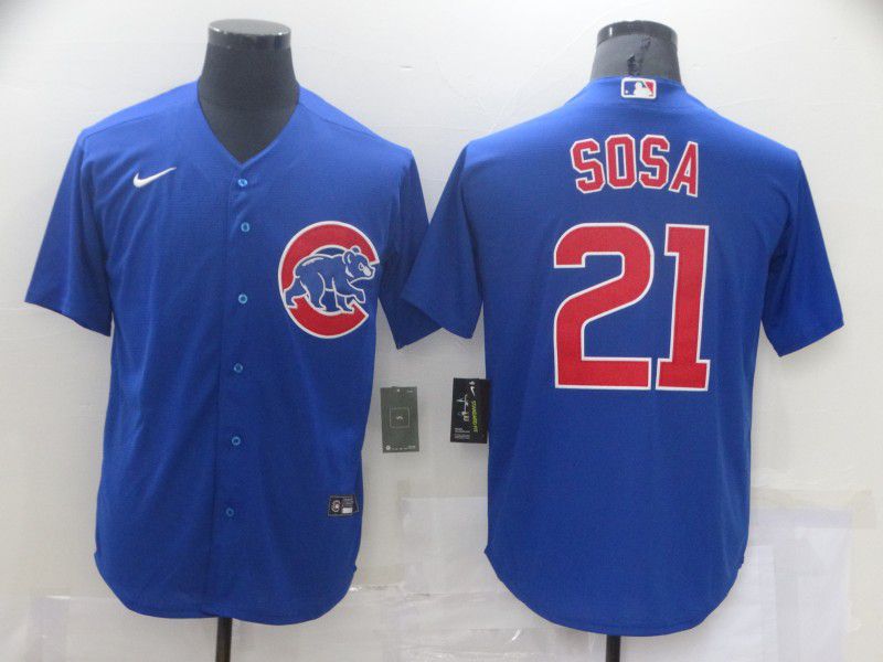 Personalized Men Chicago Cubs 21 Sosa Blue Game MLB Jerseys