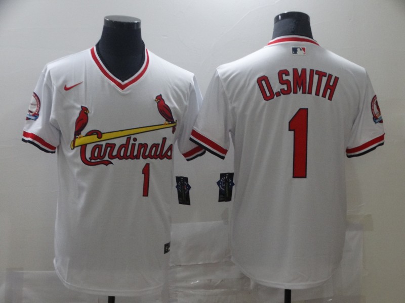 Personalized Cardinals 1 O.Smith White Throwback Jersey
