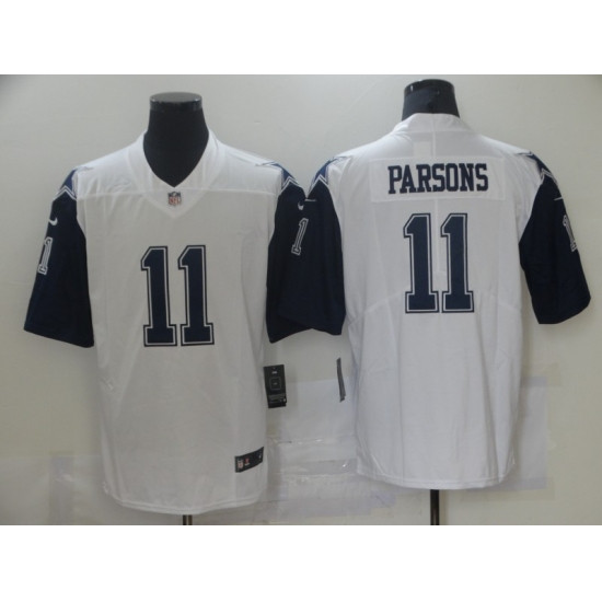 Personalized Men Dallas Cowboys Micah Parsons 11 White 2021 Throwback Limited Jersey