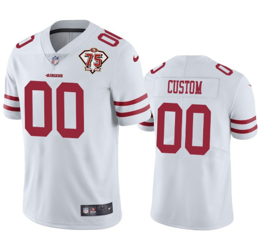 Personalized Men’s San Francisco 49ers #00 Name Number Jersey White 75th Anniversary Jersey