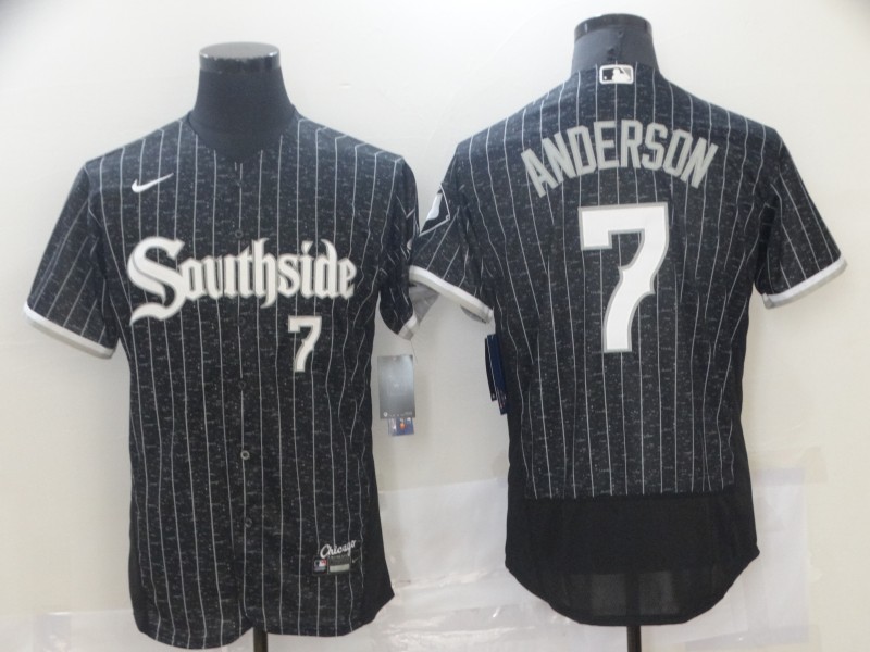 Personalized White Sox #7 Tim Anderson Black 2021 City Connect Flexbase Jersey