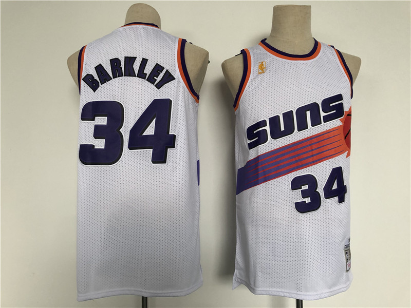 Personalized Men Phoenix Suns 34 Barkley White Throwback 2021 NBA Jersey