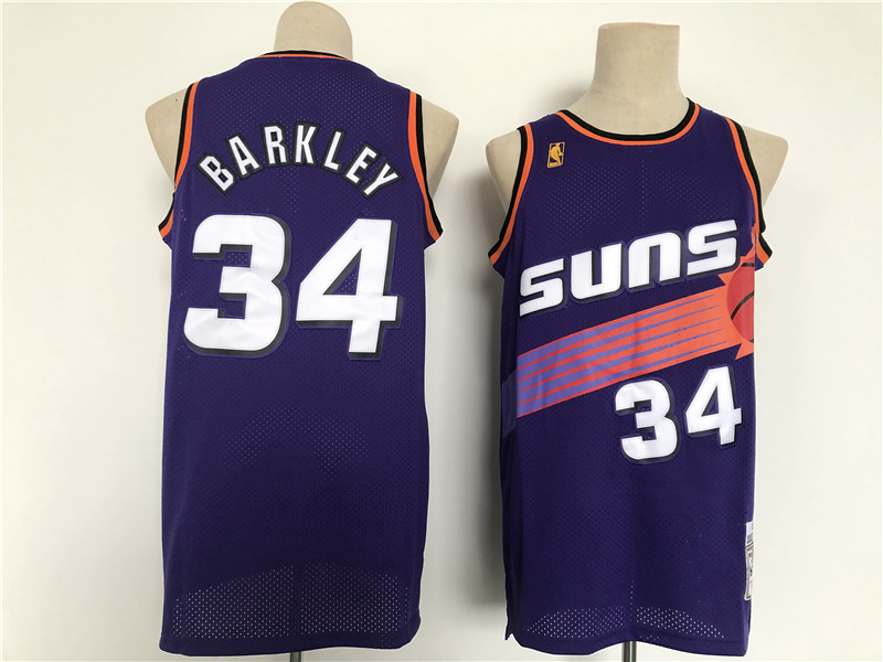 Personalized Men Phoenix Suns 34 Barkley Purple Throwback 2021 NBA Jersey