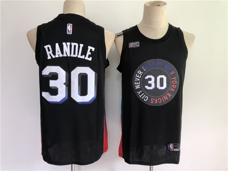 Personalized Men New York Knicks 30 Randle Black City Edition 2021 NBA Jersey