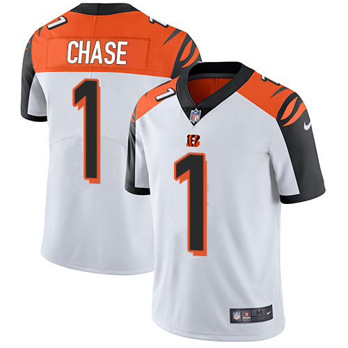 Personalized Bengals #1 Ja’Marr Chase White Men’s Stitched NFL Untouchable Limited Jersey