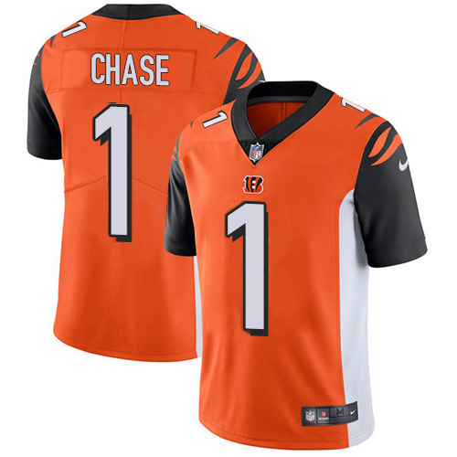 Personalized Bengals #1 Ja’Marr Chase Orange Alternate Men’s Stitched NFL Untouchable Limited Jersey