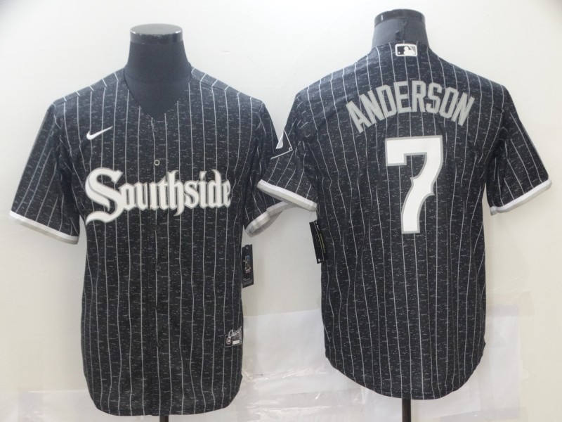 Personalized White Sox #7 Tim Anderson Black 2021 City Connect Cool Base Jersey