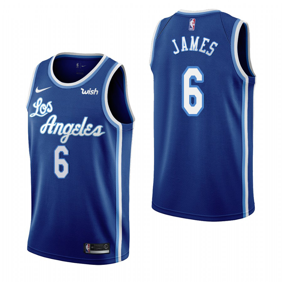 Personalized Youth Los Angeles Lakers #6 Lebron James Blue 2019-20 Classic Edition Stitched Youth NBA Jersey
