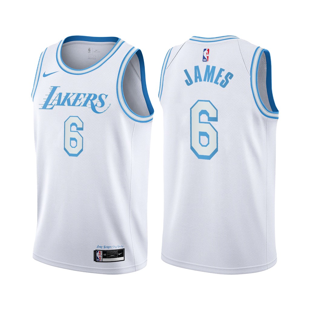 Personalized Women’s Lakers #6 LeBron James White Women’s NBA Swingman 2020-21 City Edition Jersey