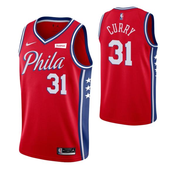 Personalized 76ers #31 Seth Curry Red 2019-20 Statement Edition NBA Jersey