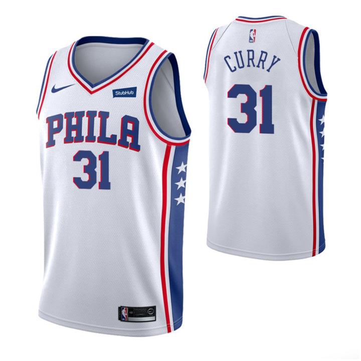 Personalized 76ers #31 Seth Curry White NBA Swingman Association Edition Jersey