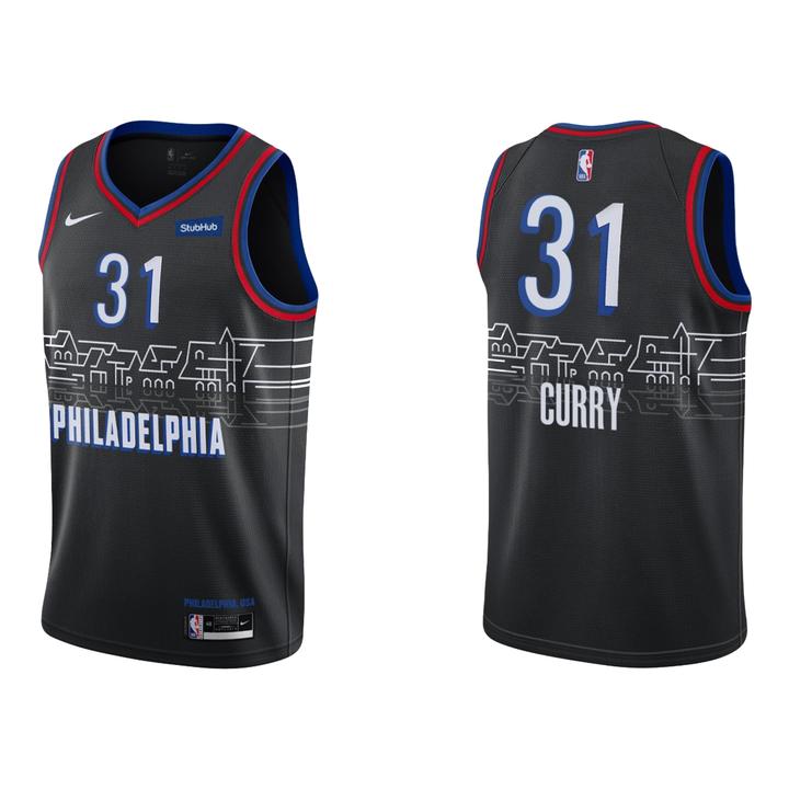 Personalized 76ers #31 Seth Curry Black NBA Swingman 2020-21 City Edition Jersey