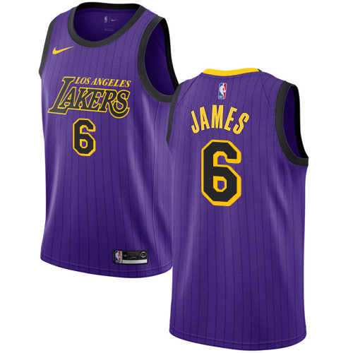 Personalized Lakers #6 LeBron James Purple NBA Swingman City Edition 2018 19 Jersey