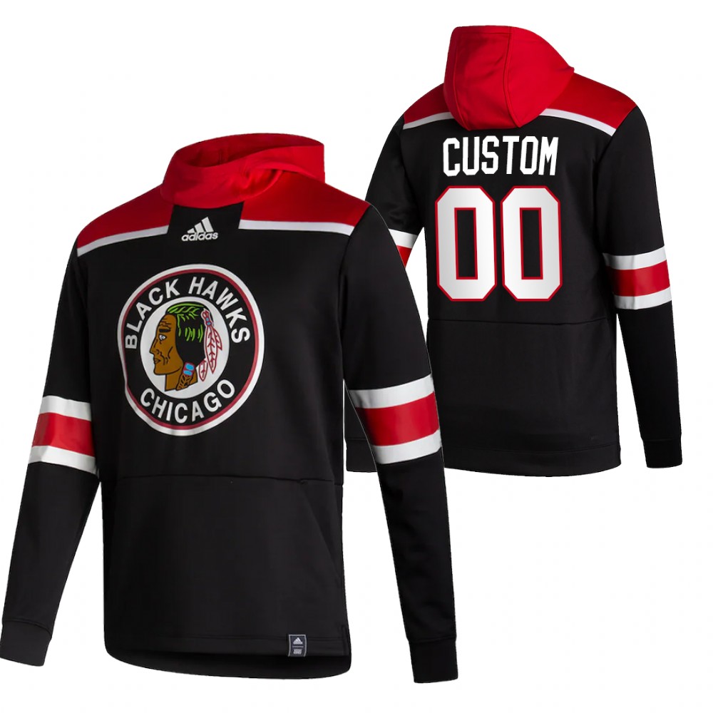Personalized Chicago Blackhawks Reverse Retro Pullover Hoodie Black