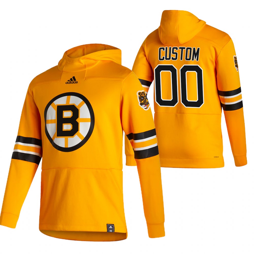 Personalized Boston Bruins Reverse Retro Pullover Hoodie Gold
