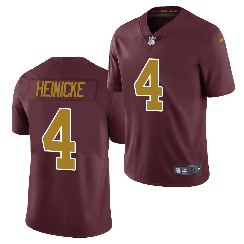 Personalized Men ‘s Washington Redskins #4 Taylor Heinicke Burgundy 2021 Limited Alternate Jersey
