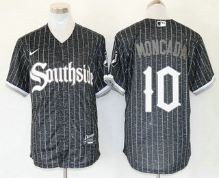 Personalized Men’s Chicago White Sox #10 Yoan Moncada Black 2021 City Connect Stitched MLB Cool Base Jersey