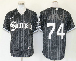 Personalized Men’s Chicago White Sox #74 Eloy Jimenez Black 2021 City Connect Stitched MLB Cool Base Jersey