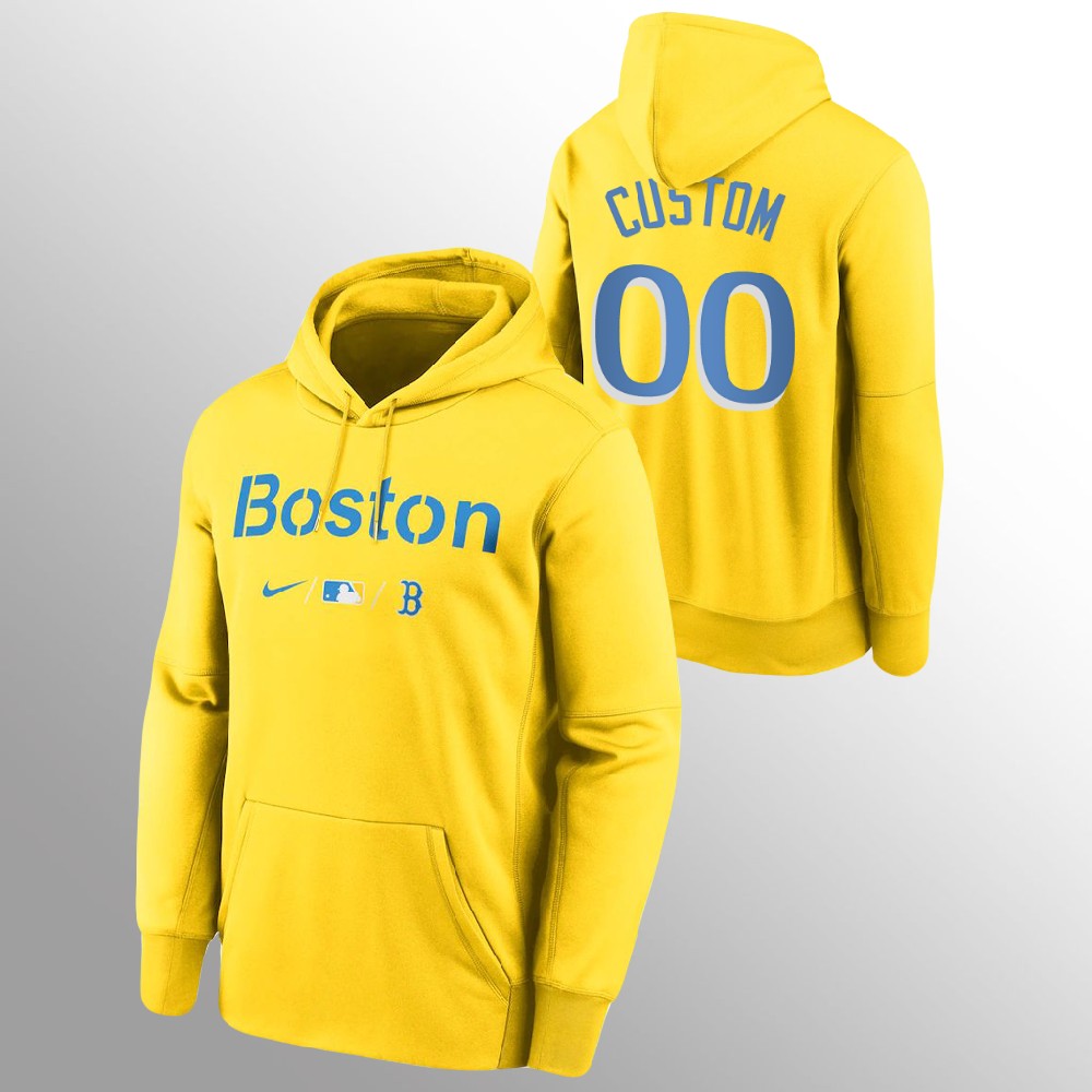 Personalized Boston Red Sox Personalized Men’s 2021 City Connect Gold Pullover Baseball Hoodie