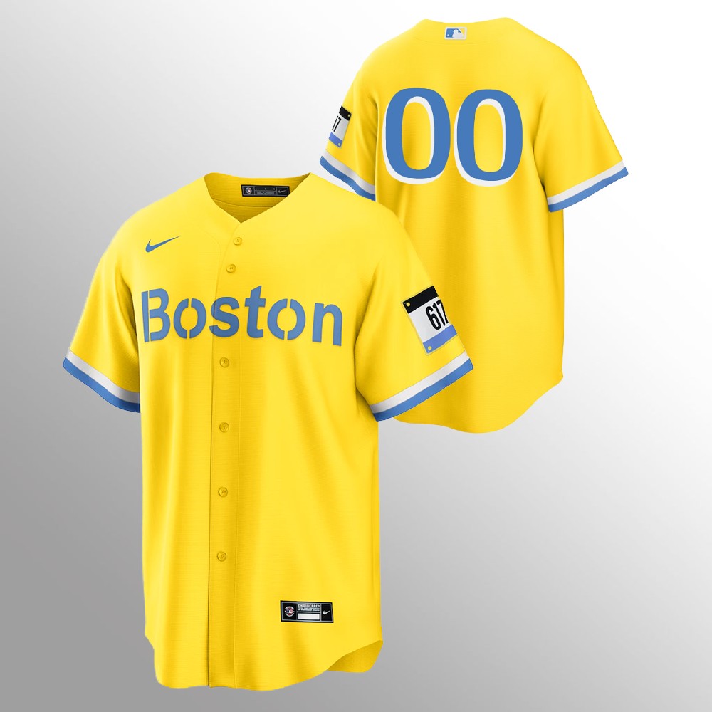 Personalized Boston Red Sox Personalized Men’s 2021 City Connect Gold Fans Version MLB Jersey – No Name