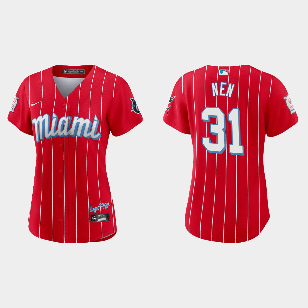 Personalized Miami Marlins #31 Robb Nen Women’s 2021 City Connect Authentic MLB Jersey Red