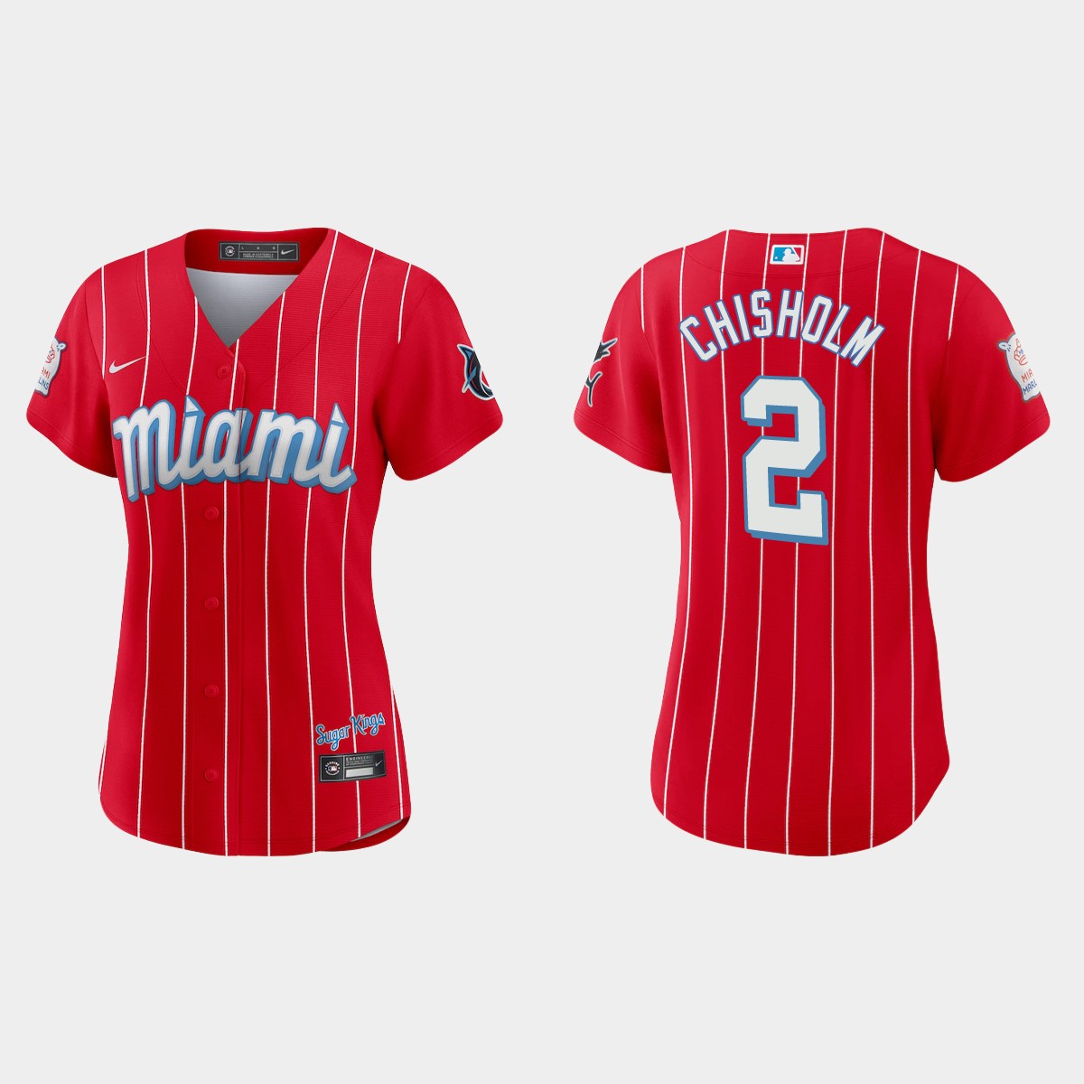 Personalized Miami Marlins #2 Jazz Chisholm Women’s 2021 City Connect Authentic MLB Jersey Red