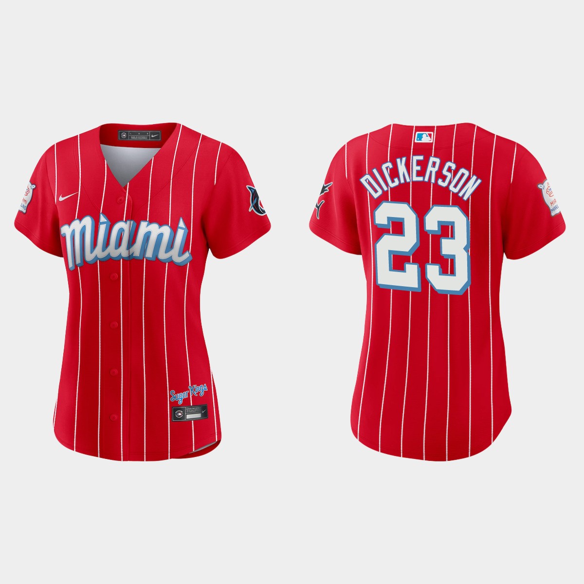 Personalized Miami Marlins #23 Corey Dickerson Women’s 2021 City Connect Authentic MLB Jersey Red