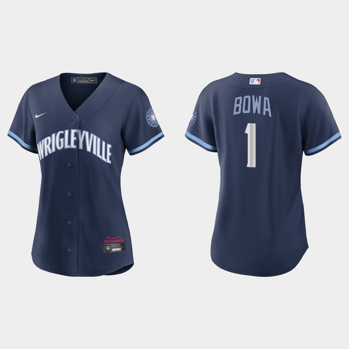Personalized Chicago Cubs #1 Larry Bowa Women’s 2021 City Connect Navy MLB Jersey