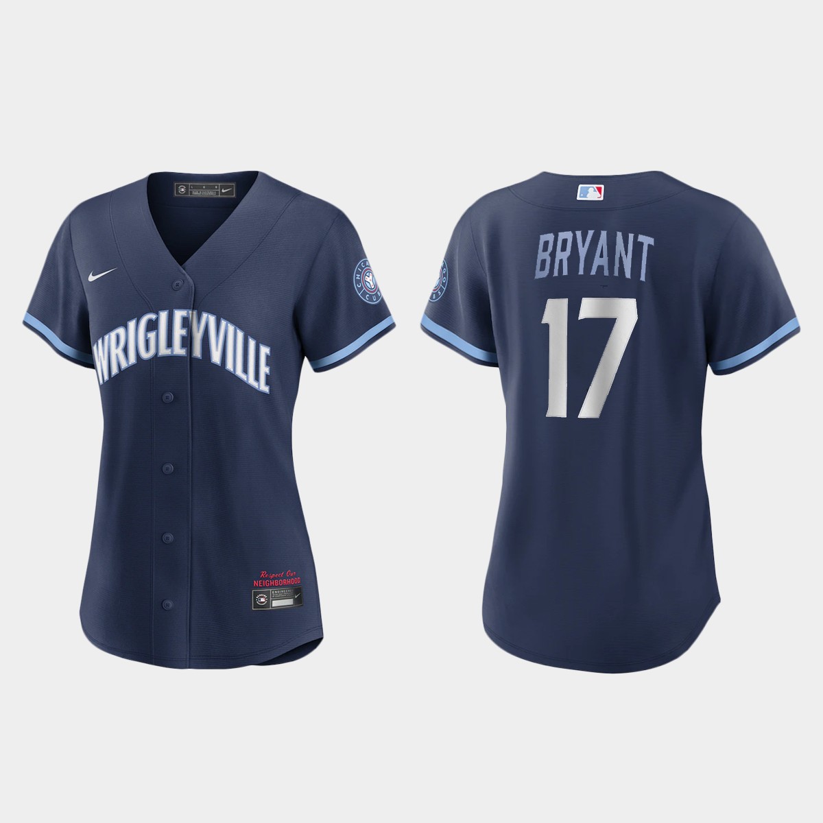 Personalized Chicago Cubs #17 Kris Bryant Women’s 2021 City Connect Navy MLB Jersey