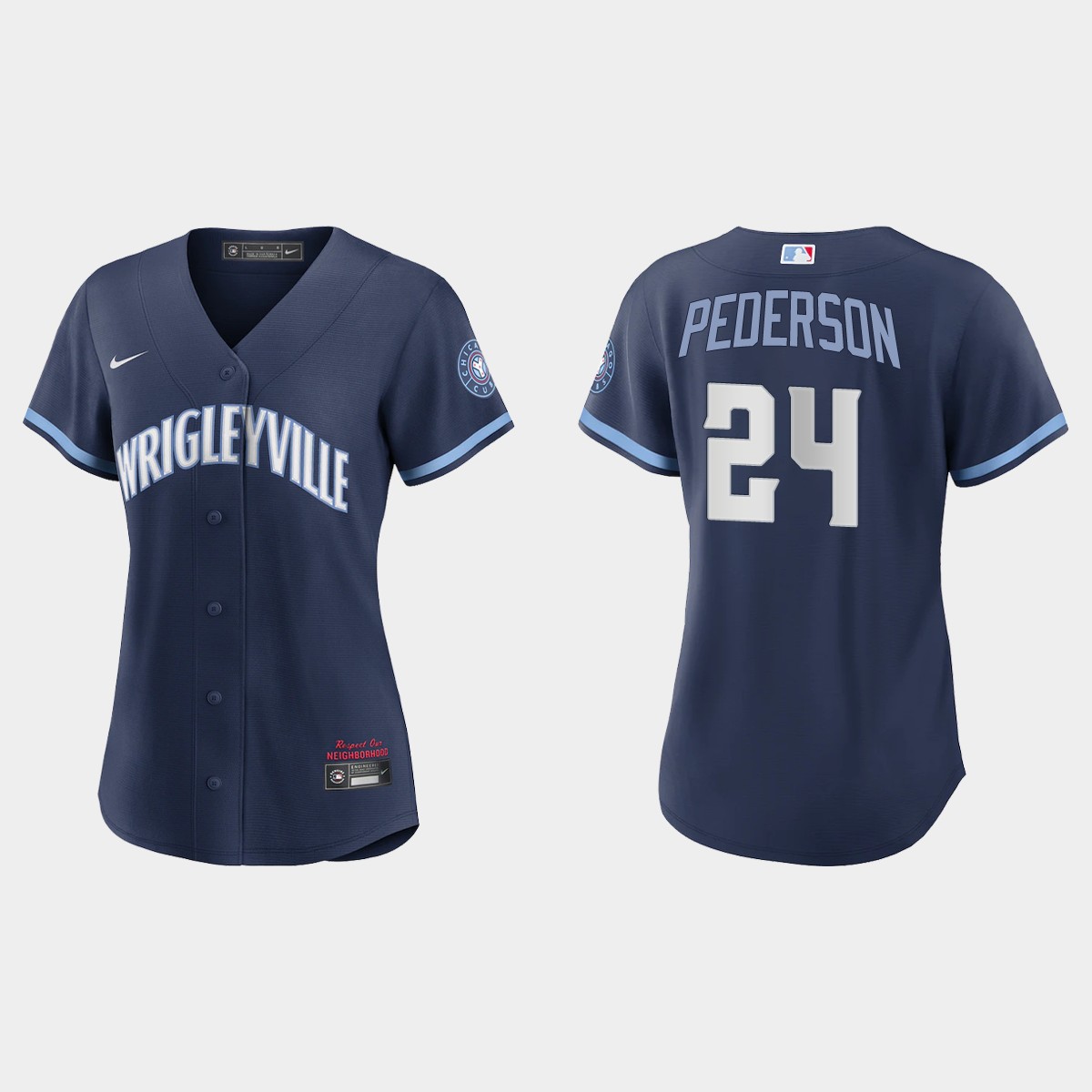 Personalized Chicago Cubs #24 Joc Pederson Women’s 2021 City Connect Navy MLB Jersey
