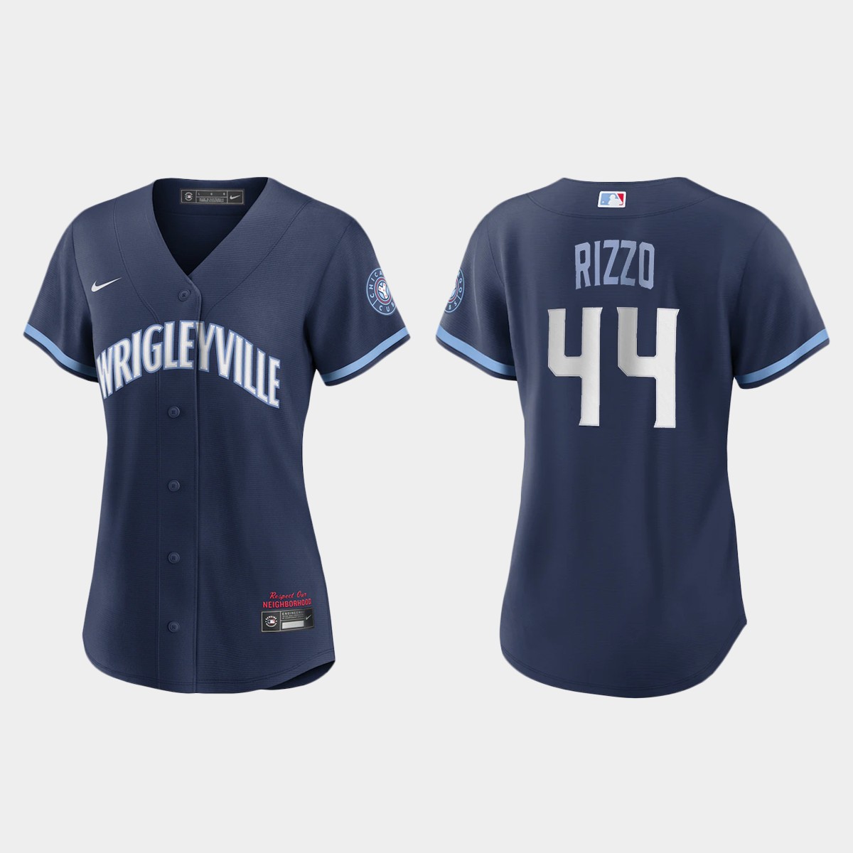Personalized Chicago Cubs #44 Anthony Rizzo Women’s 2021 City Connect Navy MLB Jersey