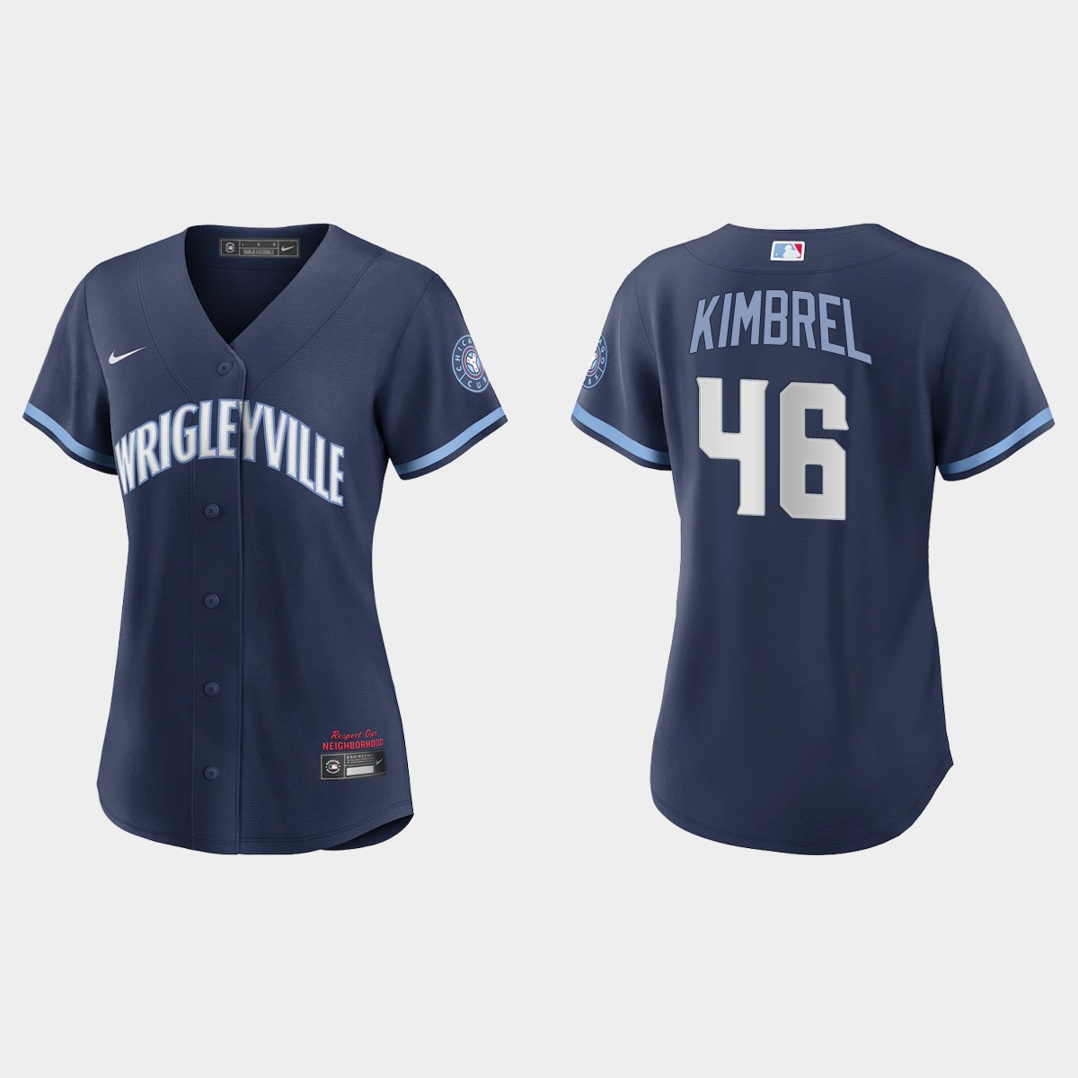 Personalized Chicago Cubs #46 Craig Kimbrel Women’s 2021 City Connect Navy MLB Jersey