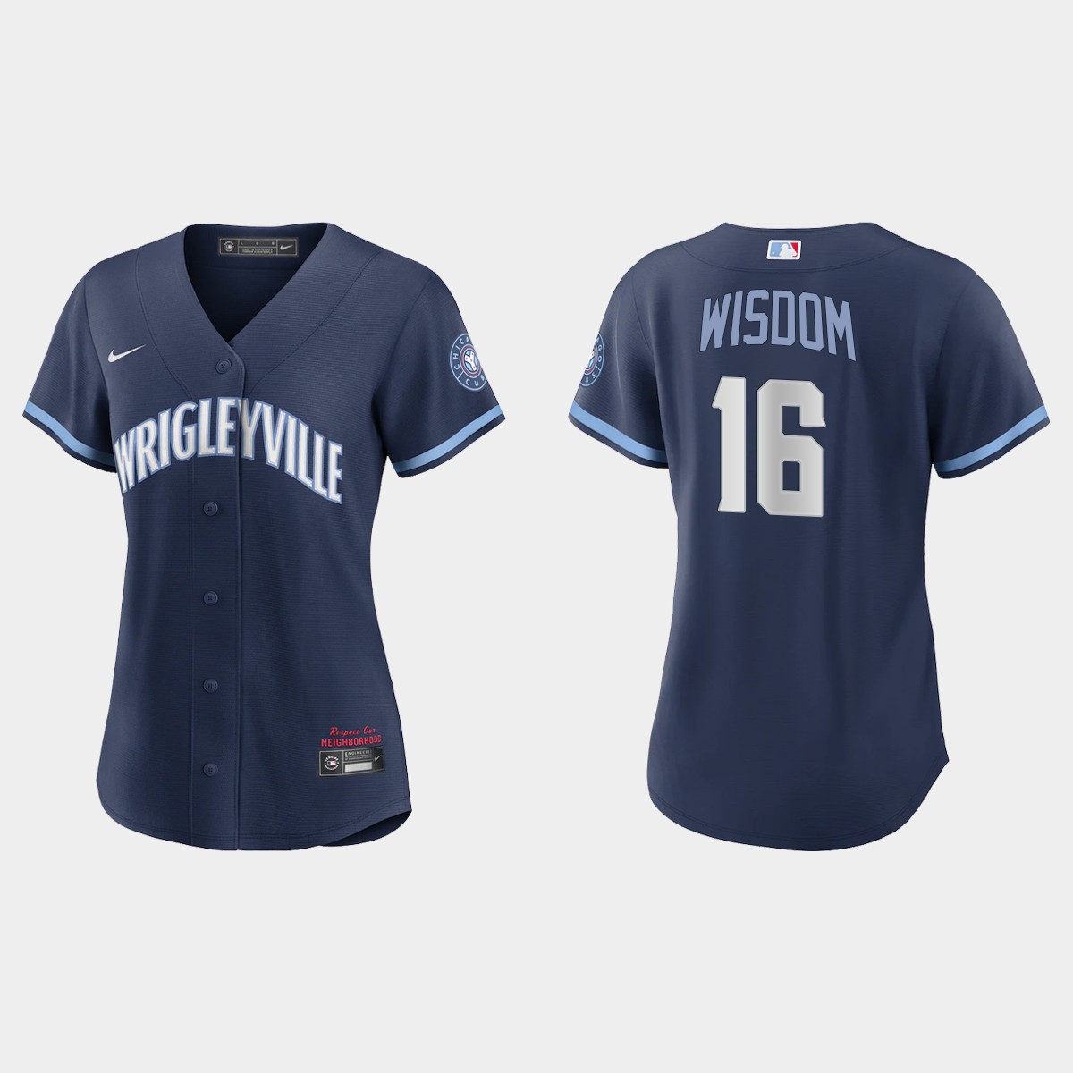Personalized Chicago Cubs #16 Patrick Wisdom Women’s 2021 City Connect Navy MLB Jersey
